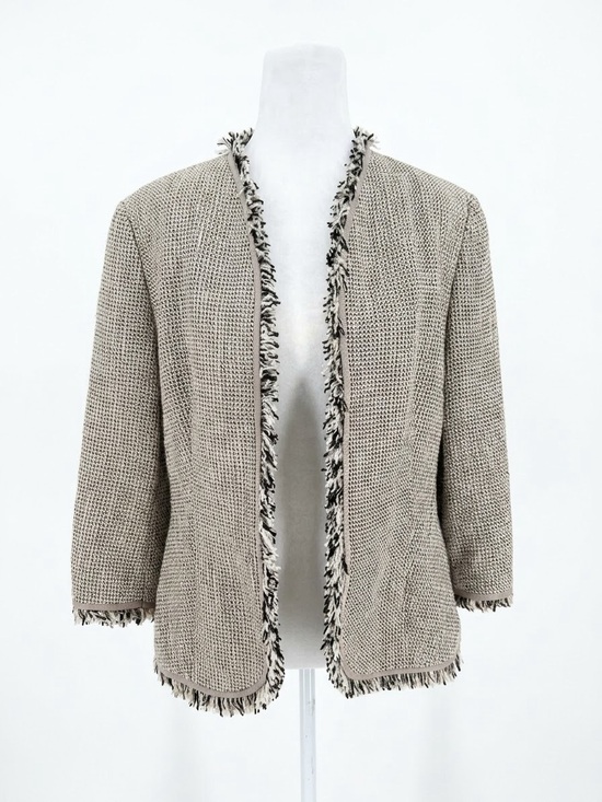Rena Lange Jackets & Blazers - Rena Lange Open Front Fringe Tweed Jacket Women's US 12 Luxury Soft Blazer Lined
